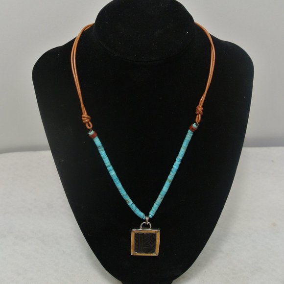 Vintage Sterling Peyote Bird Turquoise Necklace - Picture 4 of 9